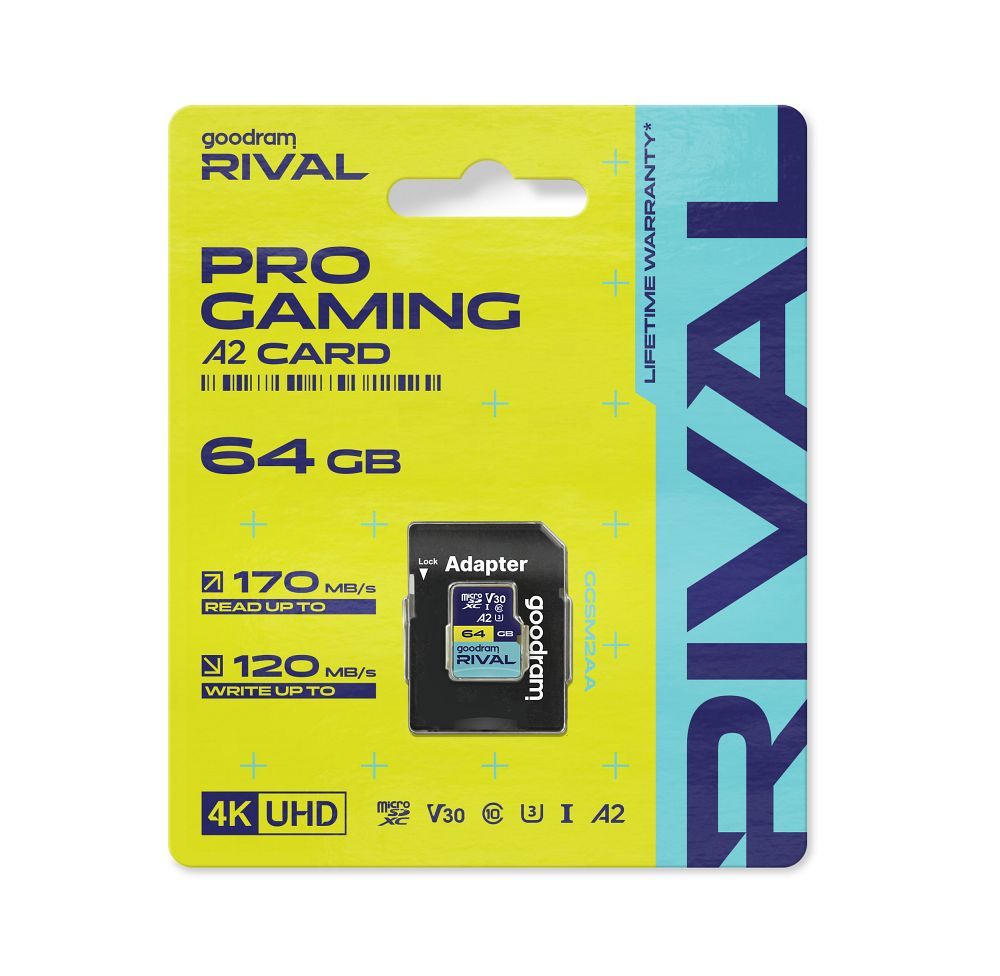 GOODRAM RIVAL Memory card microSD 64GB 100MB/s class 10 UHS-I V30 A2 with adapter SD